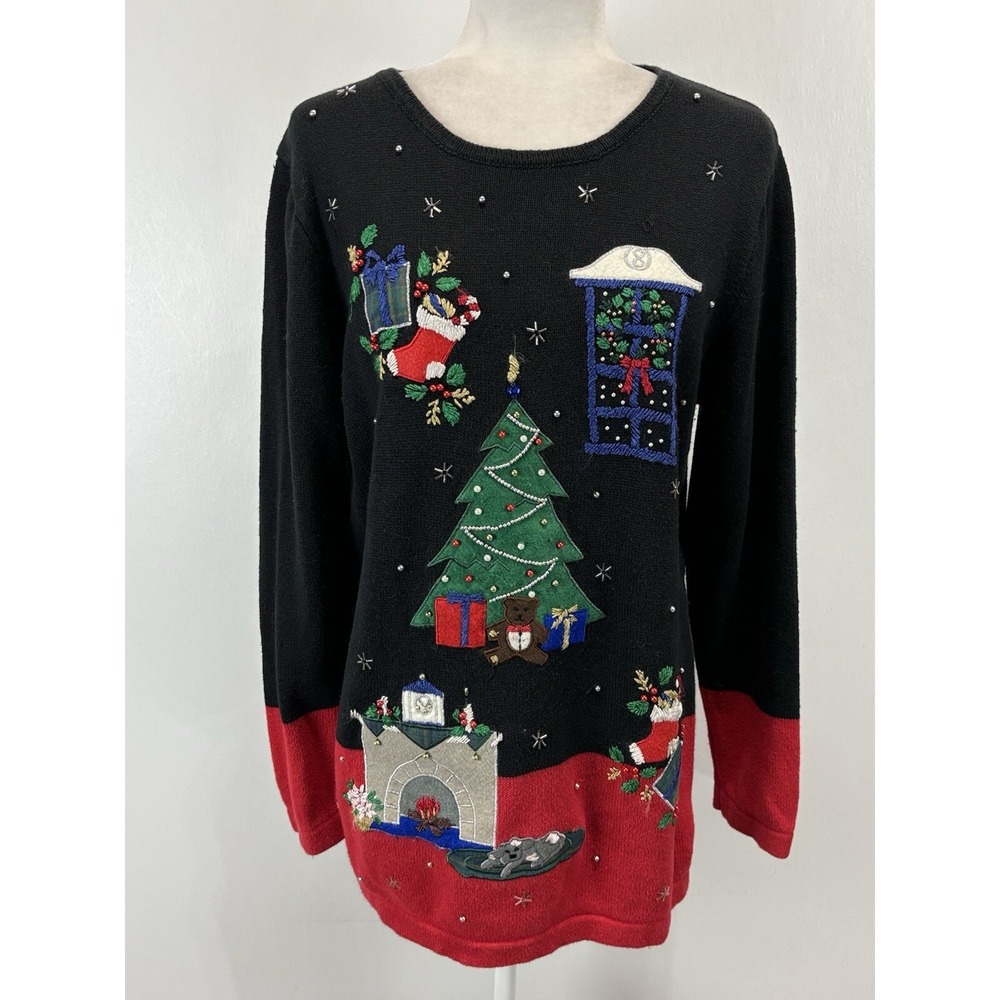 Vtg Nutcracker Ugly Christmas Tunic Sweater Sz Small Women's Beaded Embellished